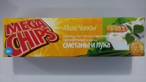 Чипсы "MEGA CHIPS" сметана+лук. 100гр, 1/25