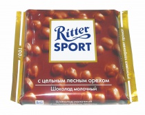 Шоколад Ritter Sport  цельн.орех тем. 100г 1/12              